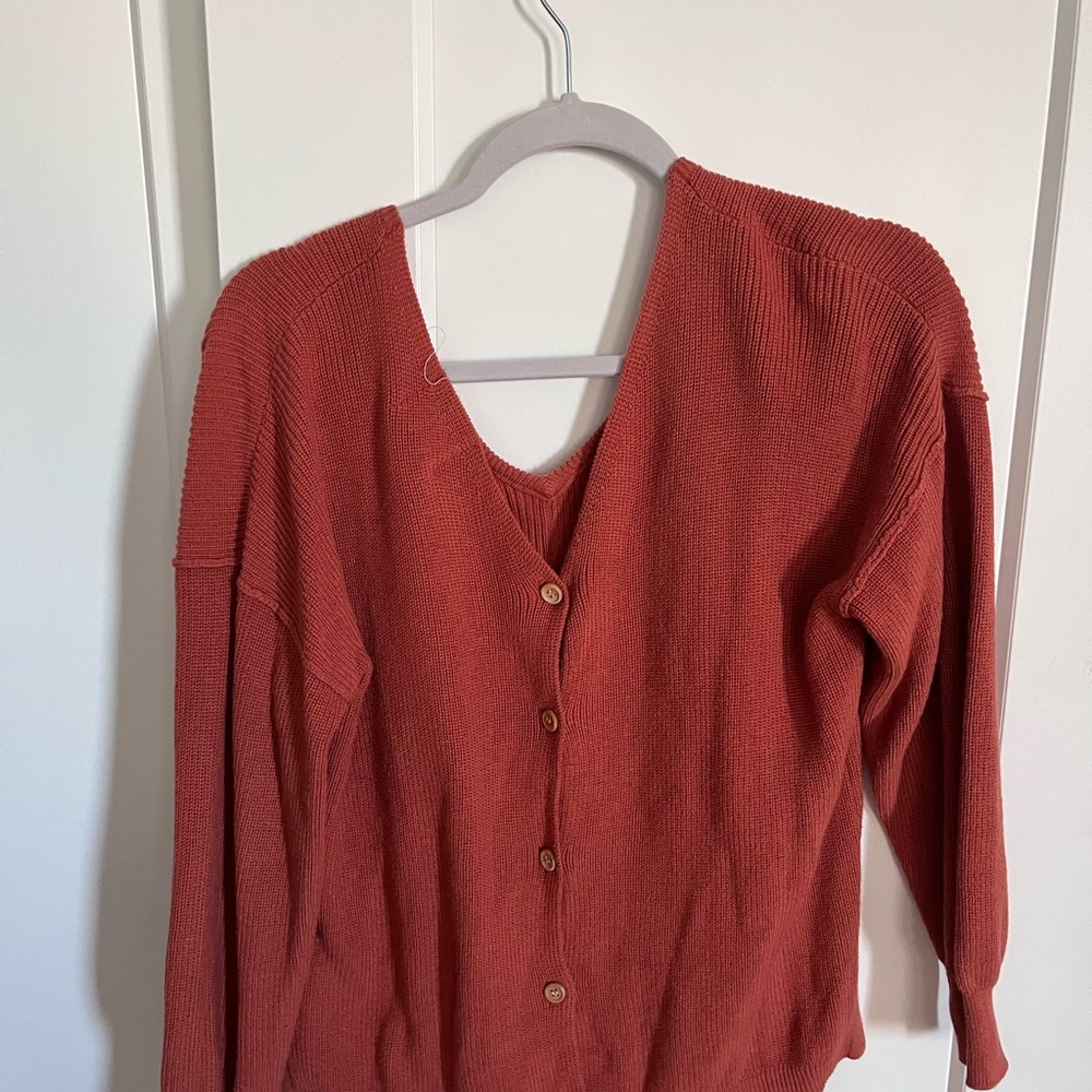 Rust Button-Up Women's Sweater